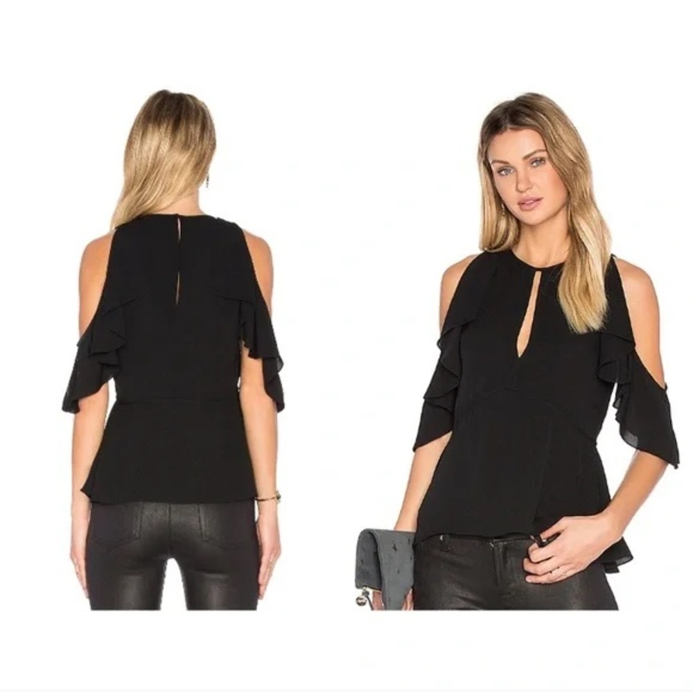 Theory Desiraya Cold Shoulder Flutter Sleeve Top